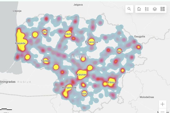 Interaktyvus žemėlapis atskleidžia Lietuvos vietas, kurias užsienio turistai lanko dažniausiai